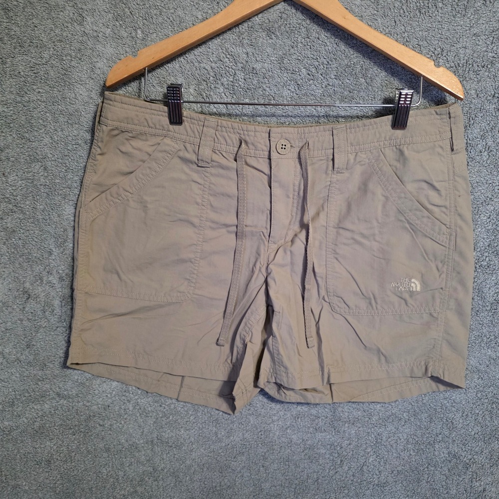 The North Face Womens Khaki Nylon Ripstop Hiking Shorts Size 14 Tan Drawstring